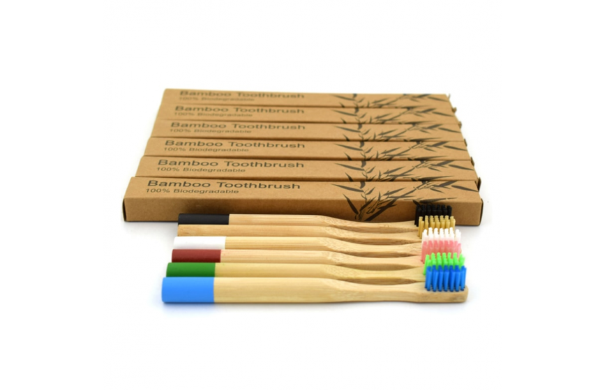 Kids eco-friendly round handle bamboo toothbrush