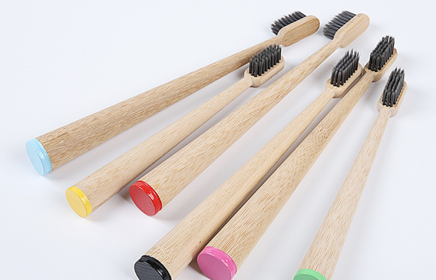 Charcoal soft bristle bamboo toothbrush
