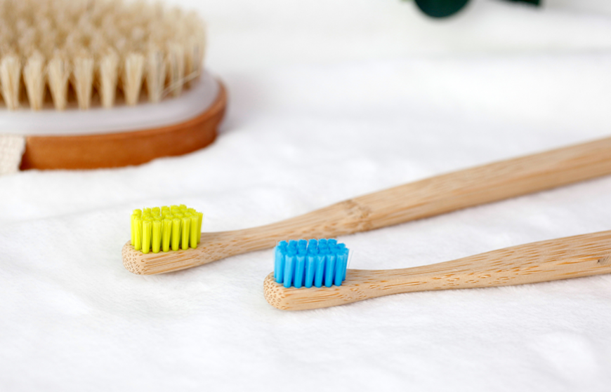 Biodegradable soft bristle bamboo toothbrush