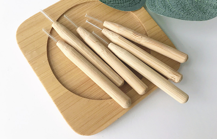 Biodegradable bamboo interdental brush
