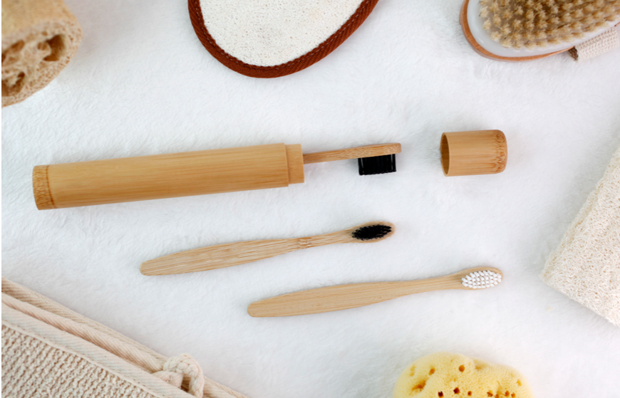 Biodegradable bamboo toothbrush travel case