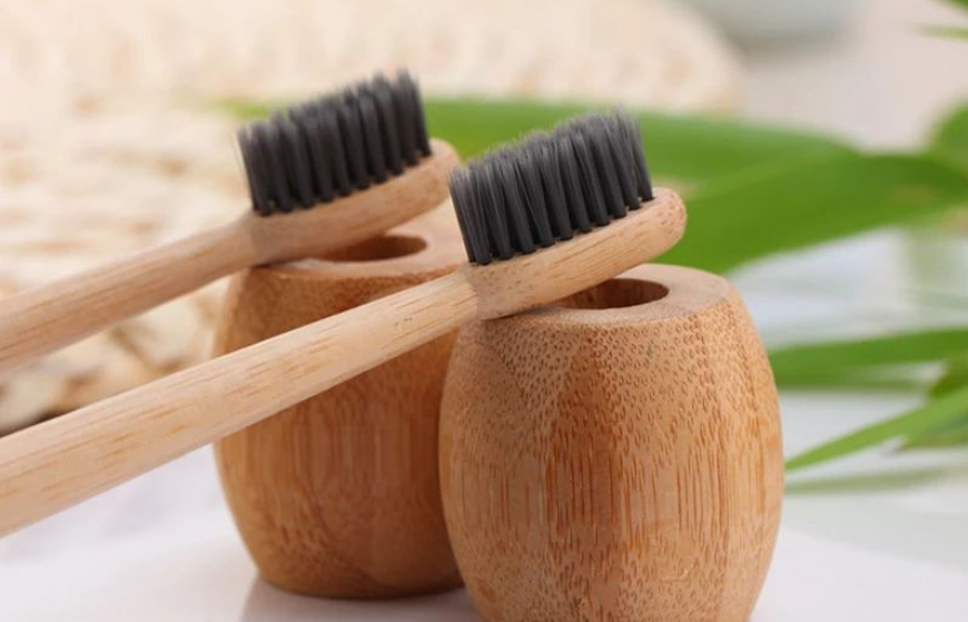Eco-friendly bamboo toothbrush stand